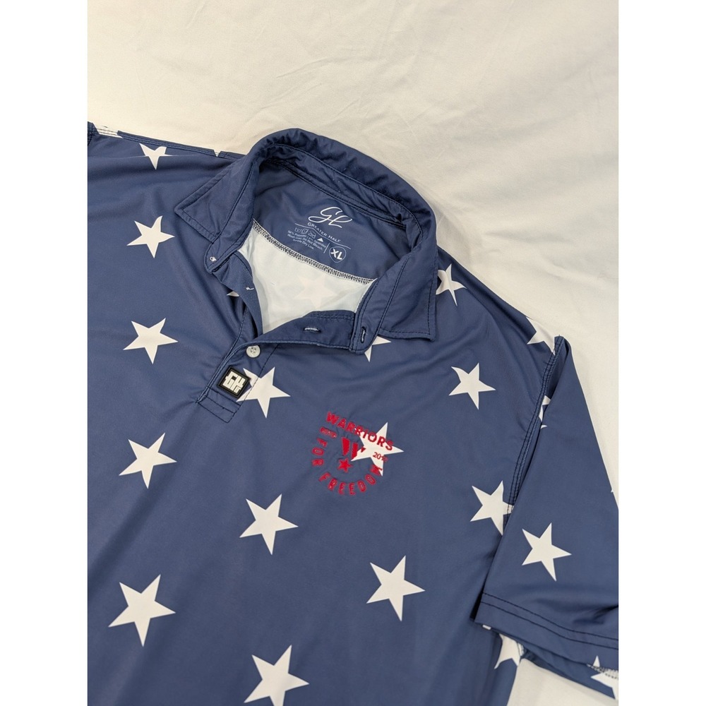 Greater Half Shirt‎ XL Warriors For Freedom American Flag Short Sleeve Golf Polo